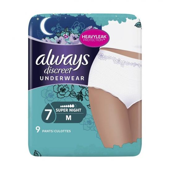 Always Discreet Super Night Broekjes voor Urineverlies Always Discreet Super Night Broekjes voor Urineverlies