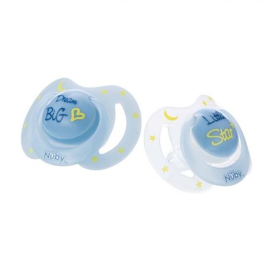 Nuby Little Moments 6M+ Glow Ovale Fopspenen Nuby Little Moments 6M+ Glow Ovale Fopspenen