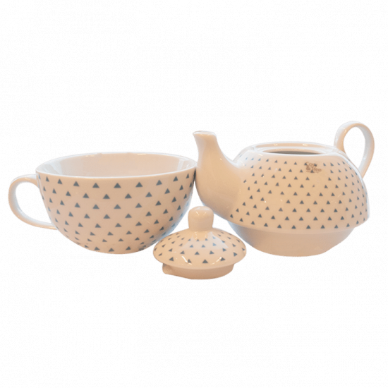 Tea For One Blauwe Driehoekjes Theepot Tea For One Blauwe Driehoekjes Theepot